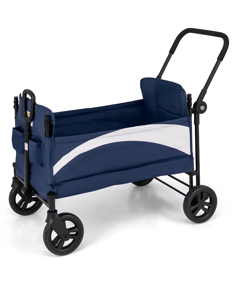 2-Seat Stroller Wagon with Adjustable Canopy and Handles Comfortable and Convenient for Toddlers