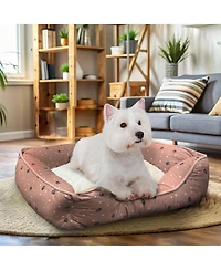 Details Microsuede Pet Bed, Dog Beds for Small Dogs and Cats, Calming Cuddler Bed for Pets with Sides and Plush Center