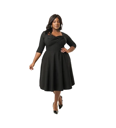 Unique Vintage Plus Pleated Bust Swing Dress