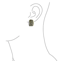 Bling Jewelry Half Hoop Shrimp Style Clip-On Earrings Two Tone Caviar Bead Silver Gold Plated