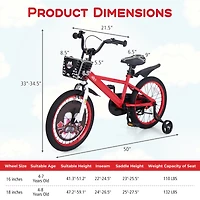 Kids Bike Adjustable with Storage Basket Double Brake for 3-4 Years Old