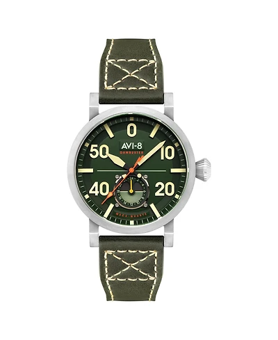 Avi-8 Men's Dambuster Chadwick Meca-Quartz Green Leather Strap Watch, 43mm