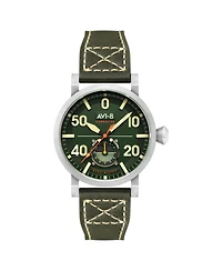 Avi-8 Men's Dambuster Chadwick Meca-Quartz Green Leather Strap Watch, 43mm