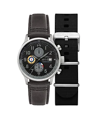 Avi-8 Men's Hawker Hurricane Classic Chronograph Gray Leather Strap Watch, 43.5mm