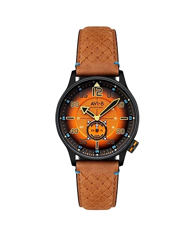 Avi-8 Men's Hawker Typhoon Baldwin Automatic Brown Leather Strap Watch, 42mm