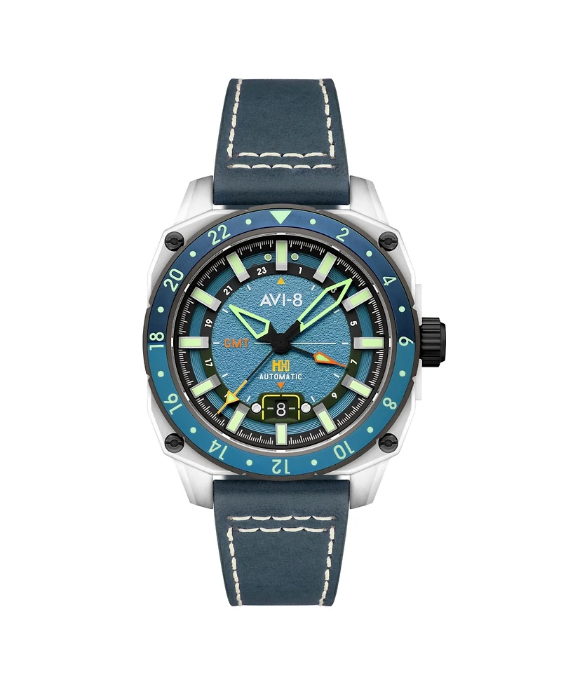 Avi-8 Men's Hawker Hunter Atlas Gmt Automatic Leather Strap Watch