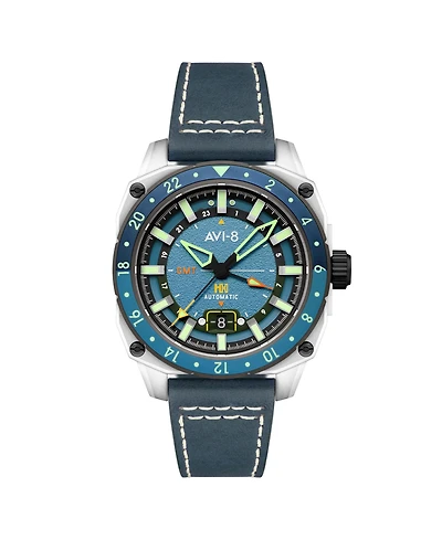Avi-8 Men's Hawker Hunter Atlas Gmt Automatic Leather Strap Watch