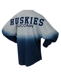 Spirit Jersey Men's and Women's Navy/Gray UConn Huskies Ombre Long Sleeve T-Shirt