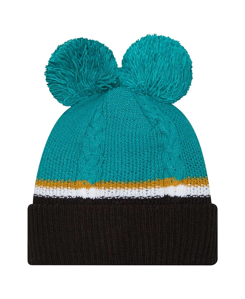 New Era Women's Black Jacksonville Jaguars Double Bubble Cuffed with Pom Knit Hat