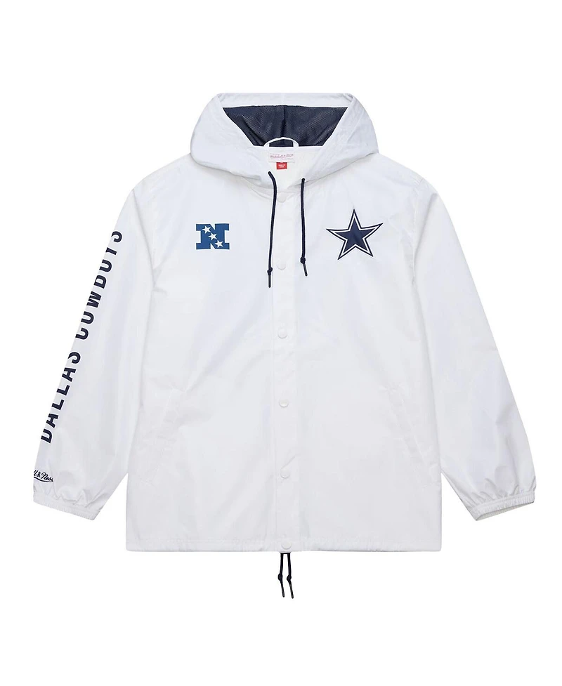 Mitchell & Ness Men's White Dallas Cowboys Vintage Logo Coaches Full-Snap Hoodie Jacket
