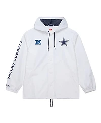 Mitchell & Ness Men's White Dallas Cowboys Vintage Logo Coaches Full-Snap Hoodie Jacket