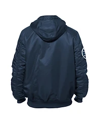 New Era Men's x Alpha Industries Navy Seattle Mariners Current Day Full-Zip Hooded Nylon Bomber Jacket