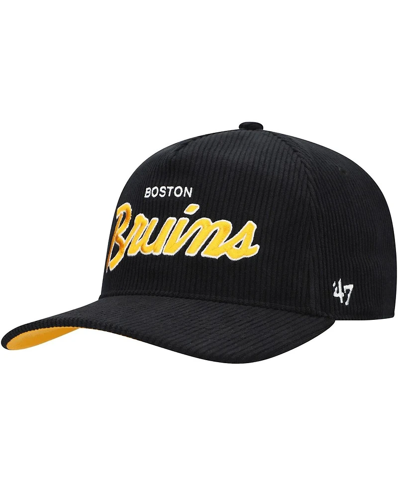 '47 Brand Men's Black Boston Bruins Crosstown Corduroy Hitch Adjustable Hat