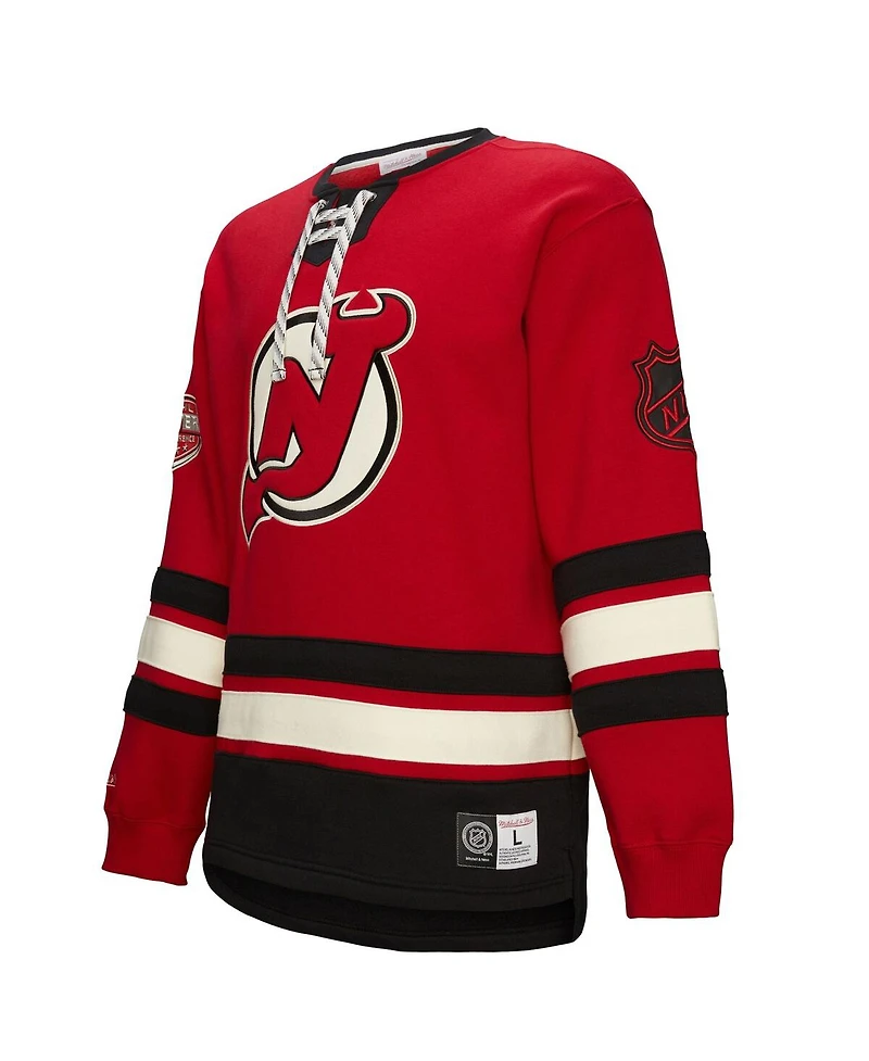 Mitchell & Ness Men's Red New Jersey Devils Heritage Lace-Up Pullover Sweatshirt
