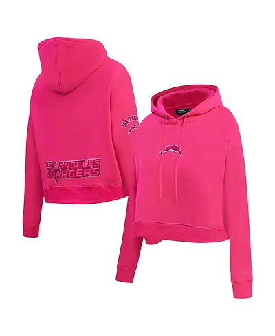 Pro Standard Women's Pink Los Angeles Chargers Triple Pink Cropped Fleece Pullover Hoodie