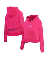 Pro Standard Women's Pink Los Angeles Chargers Triple Pink Cropped Fleece Pullover Hoodie