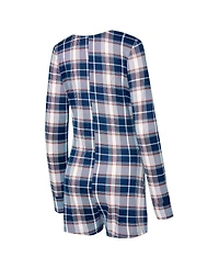 Concepts Sport Women's Navy/Orange Houston Astros Ashford Plaid V-Neck Knit Romper