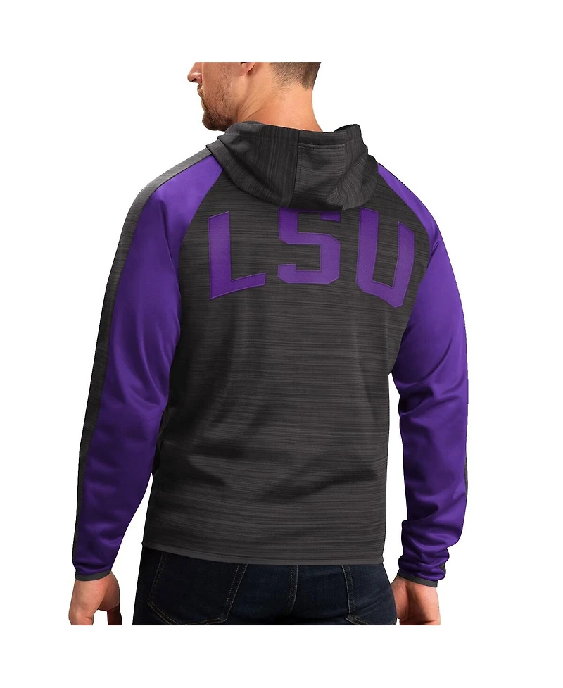 G-iii Sports by Carl Banks Men's Black Lsu Tigers Neutral Zone Raglan Full-Zip Track Hoodie Jacket