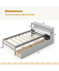 Bed Frame with Led Light and Bookcase Headboard