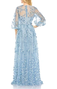 Mac Duggal Women's Embroidered Puff Sleeve A-Line Gown