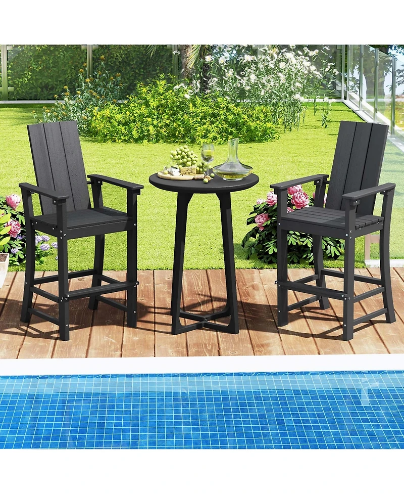 Tall Adirondack Chair with Ergonomic Backrest Armrests & Footrest for Backyard