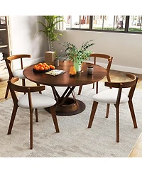 Space-Saving Wood Upholstered Dining Chair Set of 2 with Padded Seat & Curved Back