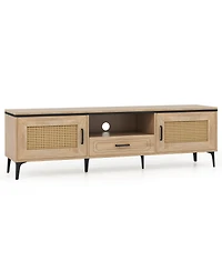 Boho Tv Stand for 65 Inch TVs Modern Entertainment Center with Drawer 2 Storage