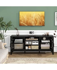 Farmhouse Tv Stand for TVs with Up to 4 Adjustable Shelves and Storage Space