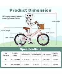 Kids Retro Bike with Adjustable Height Basket Fun Stylish Bicycle for Ages 4-7 Years Old