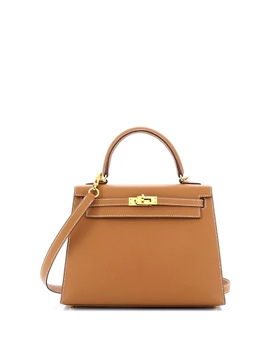 Pre-Owned Hermes Kelly 25 Handbag Brown Epsom with Gold Hardware