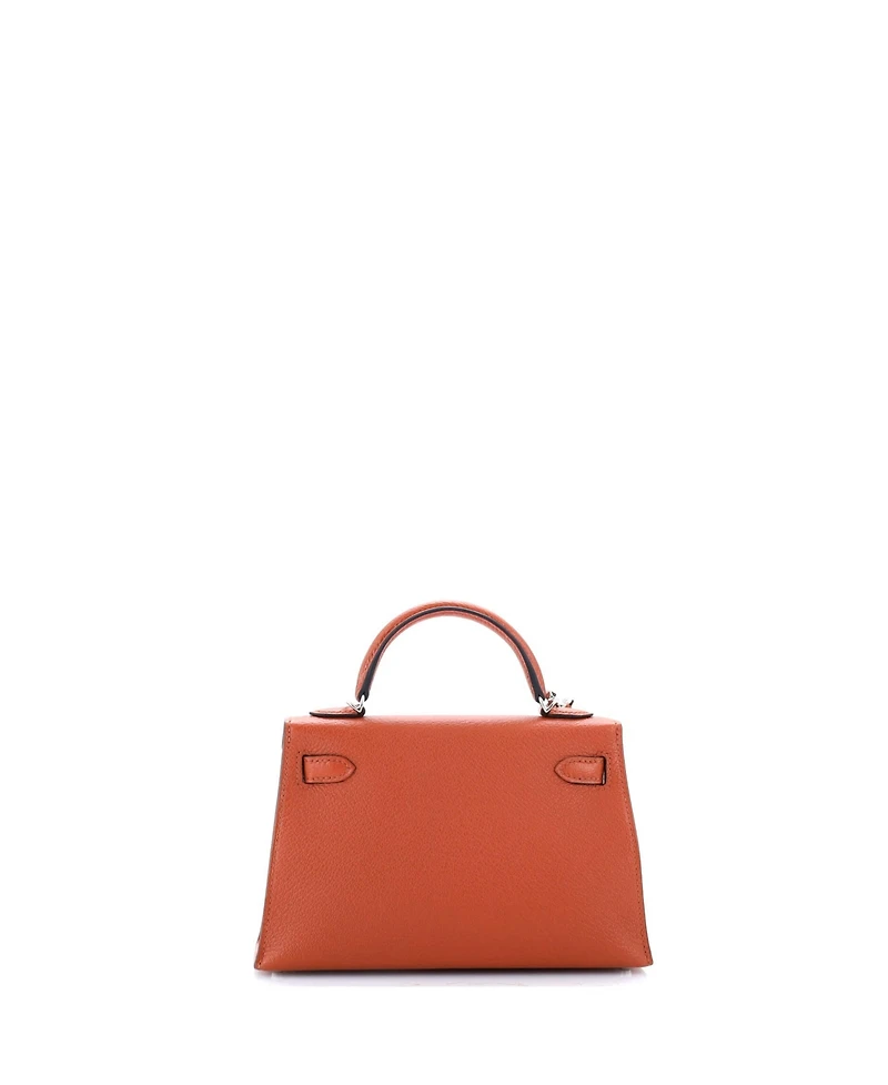 Pre-Owned Hermes 20 Kelly Mini Ii Amazone Handbag Brown Chevre Mysore with Palladium Hardware