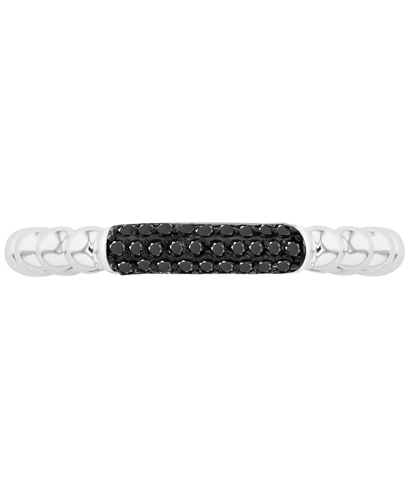 Black Spinel Pave Textured Stack Ring (1/5 ct. t.w.) Sterling Silver