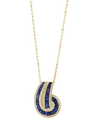 Effy Sapphire (2-1/3 ct. t.w.) & Diamond (3/8 ct. t.w.) Baguette Knot 18" Pendant Necklace in 14k Gold