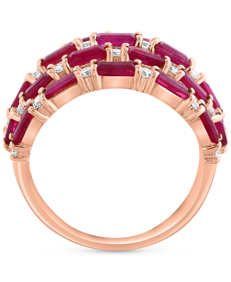 Effy Collection Diamond (5/8 ct. t.w.) & Blue Sapphire (3 ct. t.w.) Ring in 14k White Gold (Available in Pink Sapphire, Emerald, and Ruby)