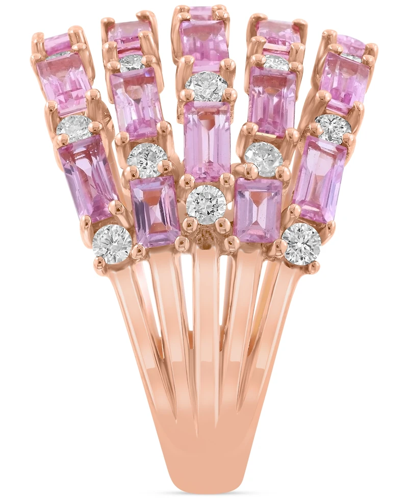 Effy Collection Diamond (5/8 ct. t.w.) & Blue Sapphire (3 Ring 14k White Gold (Available Pink Sapphire, Emerald, and Ruby)