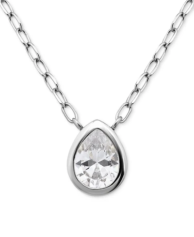 Giani Bernini Cubic Zirconia Pear Bezel Pendant Necklace, 16" + 2" extender, Exclusively at Macy's