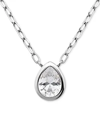 Giani Bernini Cubic Zirconia Pear Bezel Pendant Necklace, 16" + 2" extender, Exclusively at Macy's