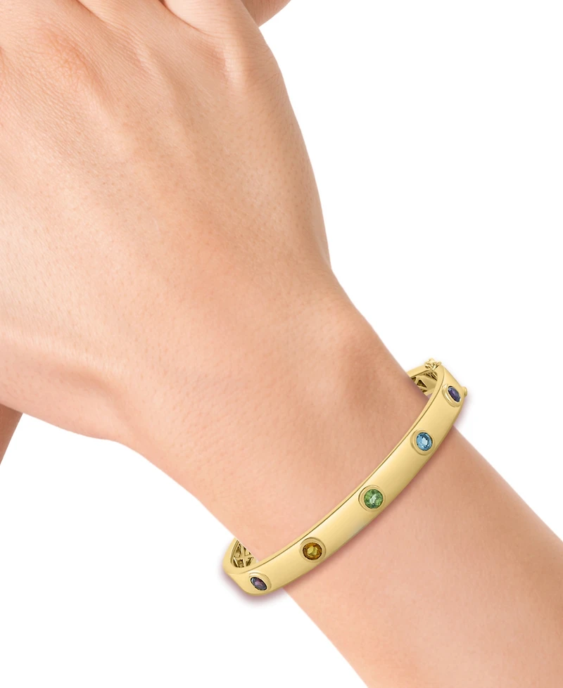 Effy Multi-Gemstone (1-1/2 ct. t.w.) Bangle Bracelet in 14k Gold-Plated Silver