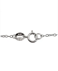 Sterling Silver White Gold Plated with Clear Cubic Zirconia Square Shape Pendant Necklace