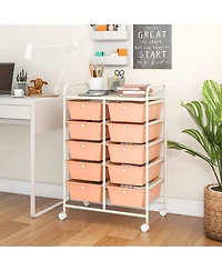 10-Drawer Rolling Storage Cart Spacious and Portable Storage Organizer for Home or Office