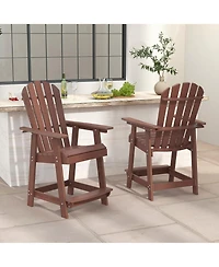 Gymax Tall Bar Stool Hdpe Patio Chair w/ Armrest Footrest Home Indoor Outdoor