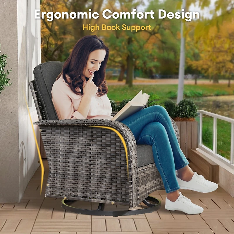 Xizzi 5-Piece Outdoor Wicker Patio Furniture Set, Double Resistance Rattan Rocking Chair and Coffee Table Conversation Set for Balcony Backyard De
