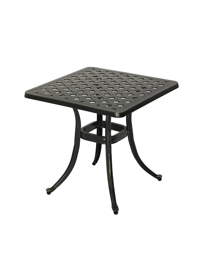 21 Inches Cast Aluminium Patio Bistro Table Outdoor Square Bar Table Antique Bronze Outdoor Small Side Table Outdoor Dining Table