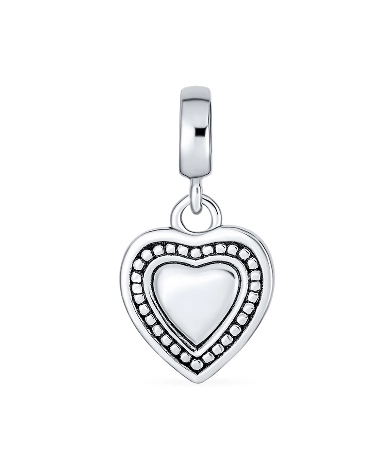 Bling Jewelry Initial Alphabet Bead Charm Heart Sterling Silver for European Bracelet