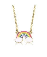 GiGiGirl Sterling Silver 14K Gold Plated with Rainbow Enamel Pendant Necklace