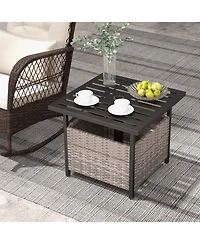 Outdoor Patio Rattan Wicker Steel Side Deck Table