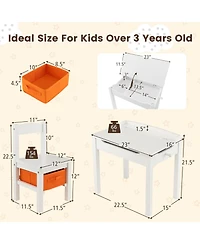 Flip-Top Kids Activity Table and Chair Set with Hidden Storage Space Fun and Organized Playtime Furniture