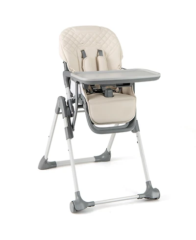 Foldable High Chair with Footrest and Detachable Tray