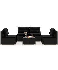 5-Piece Outdoor Patio Furniture Set with Cushions and Coffee Table Comfortable Seating for Garden or