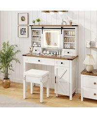 Makeup Vanity Desk with Mirror and 3-Color Dimmable Led Lights